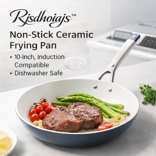 Rjsdhoiajsโข Non-Stick Ceramic Frying Pan โ 10-Inch Induction-Compatible Skillet