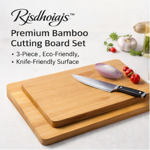 Rjsdhoiajs™ Premium Bamboo Cutting Board Set – 3-Piece Knife-Friendly Collection