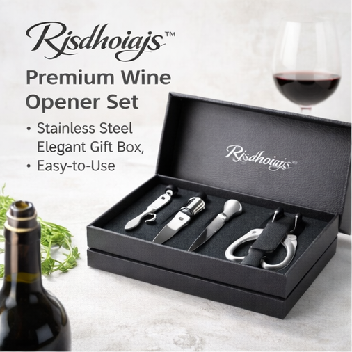 Rjsdhoiajs™ Premium Wine Opener Set – 4-Piece Stainless Steel Wine Tool Collection